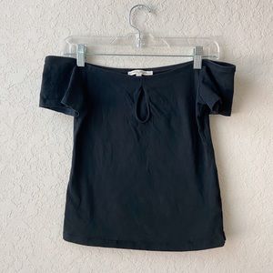 Black Off-the-shoulder Crop Top